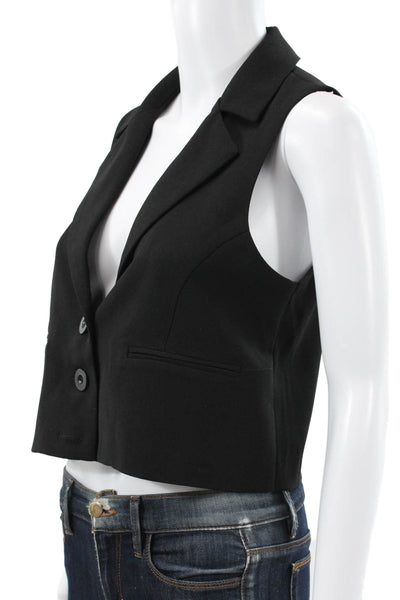 Central Park West Womens Vest Top Black Polyester V Neck Button Size M