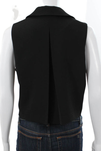 Central Park West Womens Vest Top Black Polyester V Neck Button Size M