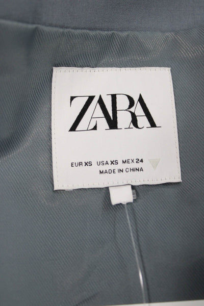 Zara Women Vest Top Blue V-Neck Sleeveless Button Polyester Solid Spring Size XS