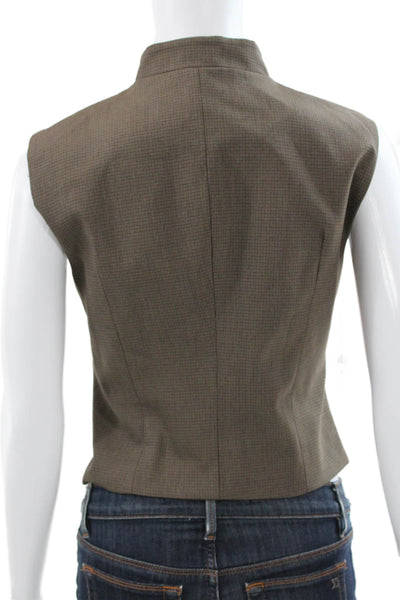 Zara Women Basic Sleeveless Tank Brown Check High Neck Viscose Blend Size S