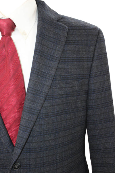 Michael Kors Mens Gray Check Polyester Blazer Size 42