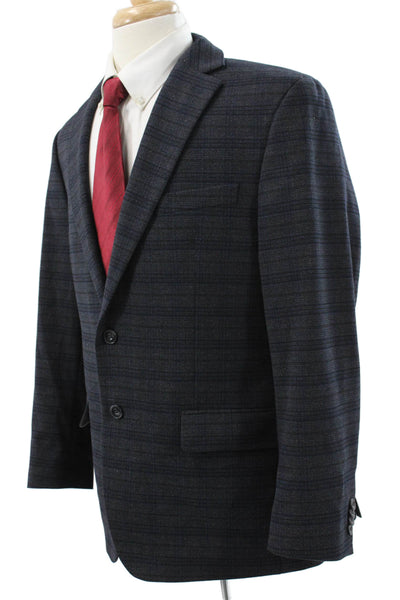 Michael Kors Mens Gray Check Polyester Blazer Size 42