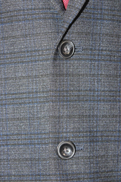 Michael Kors Mens Gray Check Polyester Blazer Size 42