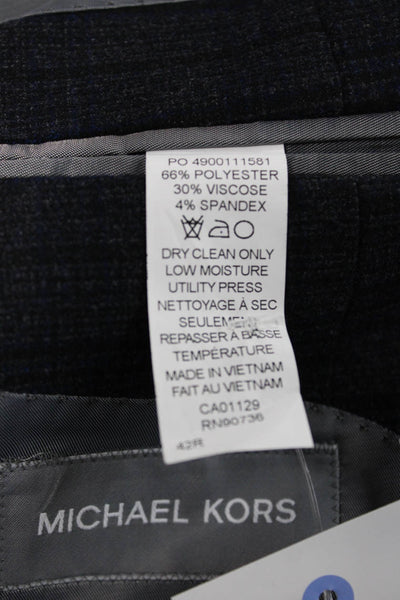 Michael Kors Mens Gray Check Polyester Blazer Size 42
