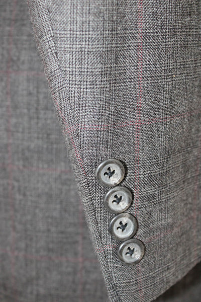 Hart Schaffner Marx Mens Gray Plaid Blazer Button Size 44