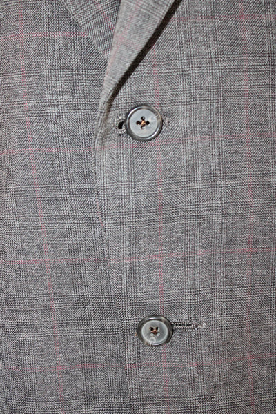 Hart Schaffner Marx Mens Gray Plaid Blazer Button Size 44
