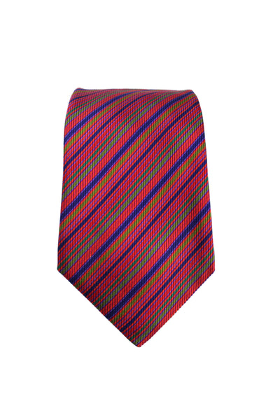 DUCHAMP Mens Silk Striped Wide Necktie Multi Colored