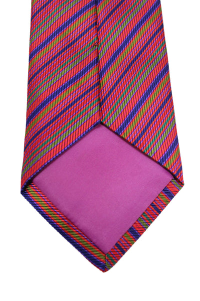 DUCHAMP Mens Silk Striped Wide Necktie Multi Colored