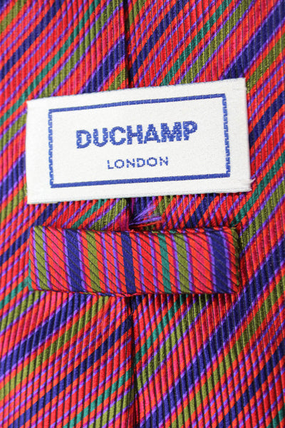 DUCHAMP Mens Silk Striped Wide Necktie Multi Colored