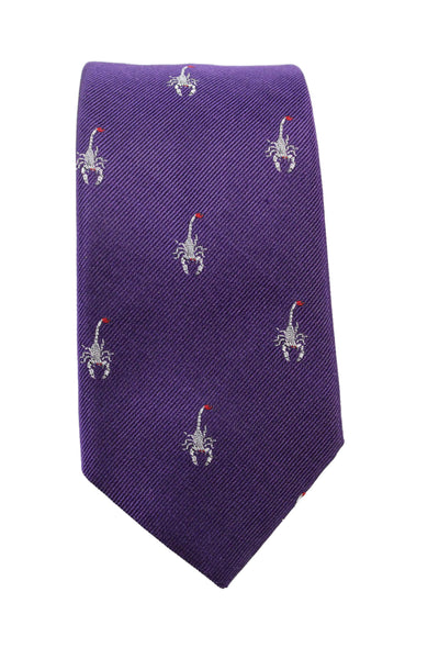 Brooks Brothers Mens Silk Scorpio Print Necktie Purple Multi Colored