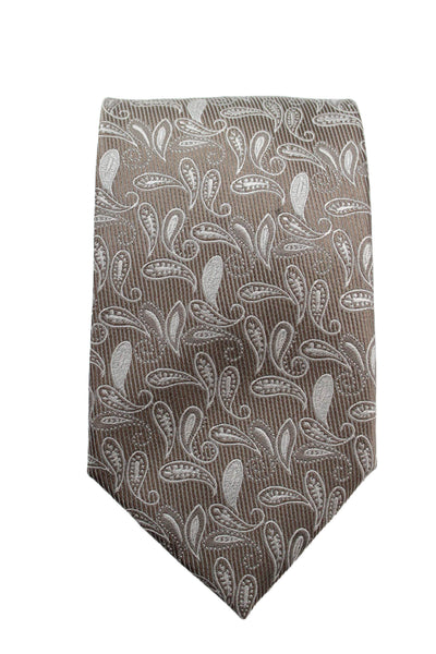 Italo Ferretti Mens Silk Paisley Print Classic Necktie Brown