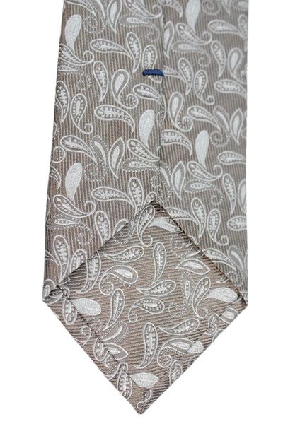 Italo Ferretti Mens Silk Paisley Print Classic Necktie Brown