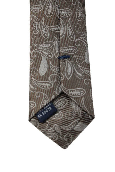 Italo Ferretti Mens Silk Paisley Print Classic Necktie Brown