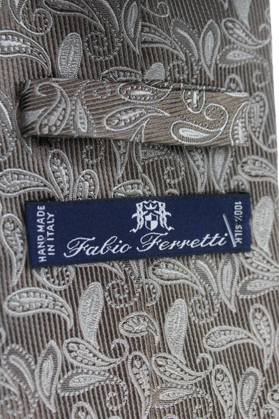 Italo Ferretti Mens Silk Paisley Print Classic Necktie Brown