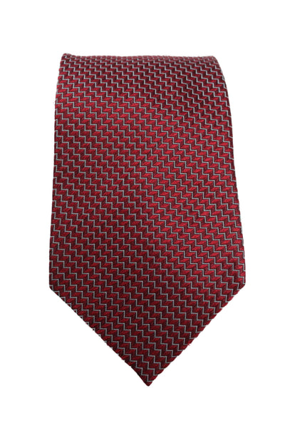 Armani Collezioni Mens Silk Geometric Print Wide Necktie Red