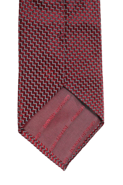 Armani Collezioni Mens Silk Geometric Print Wide Necktie Red
