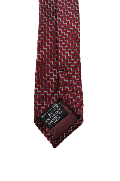 Armani Collezioni Mens Silk Geometric Print Wide Necktie Red