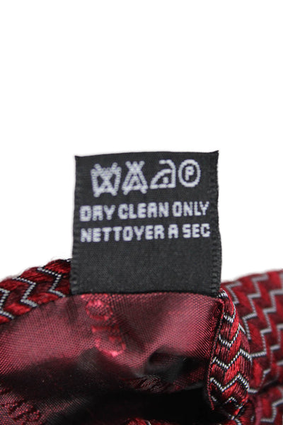 Armani Collezioni Mens Silk Geometric Print Wide Necktie Red