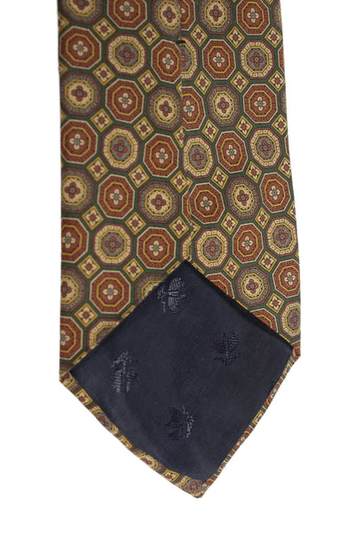 346 Brooks Brothers Mens Silk Geometric Print Wide Necktie Brown