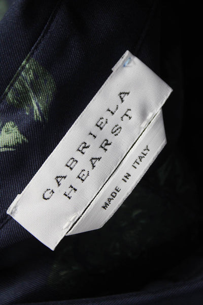 Gabriela Hearst Women Silk Floral Collared Button-Up Long Sleeve Blue Size 42