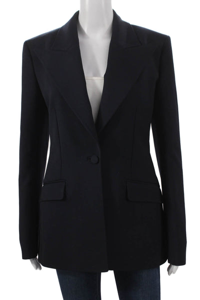 Gabriela Hearst Women Blue Wool Blazer Button Long Sleeve Size 42