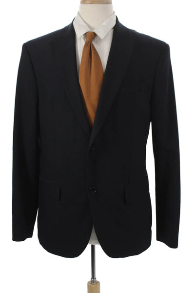 Zara Mens Black Polyester Blazer Buttoned Size 42