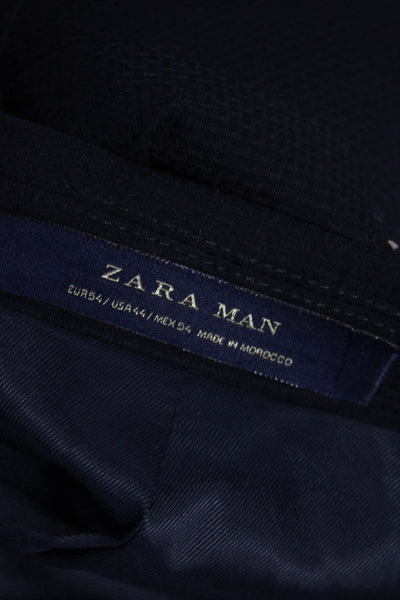 Zara Mens Black Polyester Blazer Buttoned Size 42