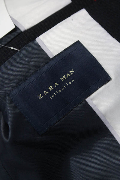Zara Mens Black Polyester Blazer Buttoned Size 42
