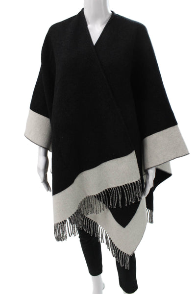 J. Mclaughlin Womens Wrap Wool V-Neck Black Long Sleeve Sweater Size One Size