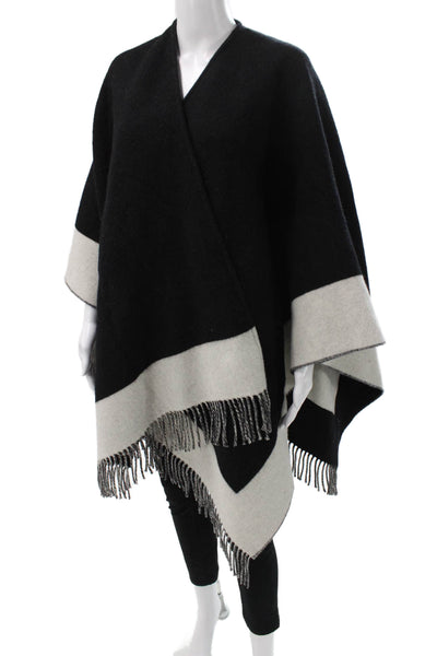 J. Mclaughlin Womens Wrap Wool V-Neck Black Long Sleeve Sweater Size One Size