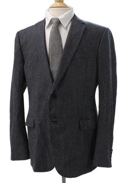 Emporio Armani Mens Blazer Blue Geometric Polyester Size 52