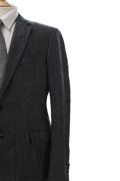 Emporio Armani Mens Blazer Blue Geometric Polyester Size 52