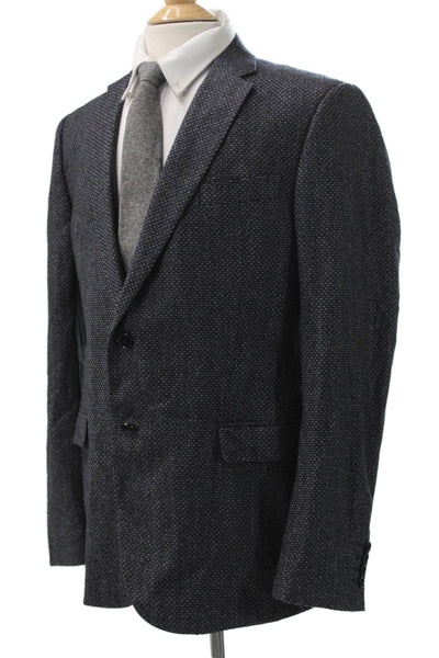 Emporio Armani Mens Blazer Blue Geometric Polyester Size 52