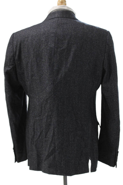 Emporio Armani Mens Blazer Blue Geometric Polyester Size 52
