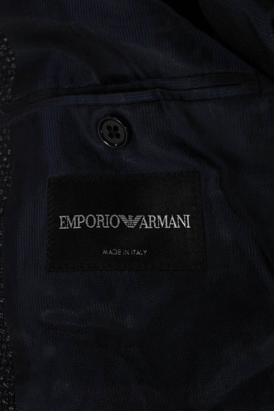 Emporio Armani Mens Blazer Blue Geometric Polyester Size 52