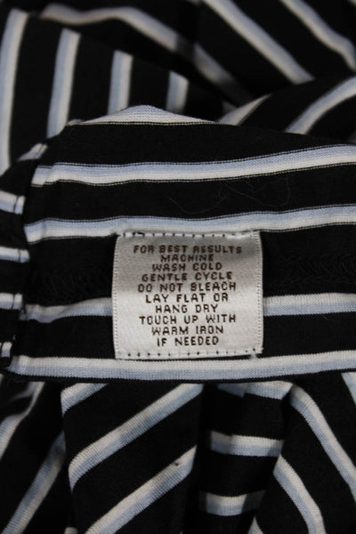 Peter Millar Mens Striped Cotton Polo Collared Short Sleeve Black Size M