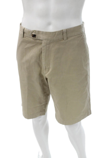 Brooks Brothers Mens Bermuda Shorts Beige Cotton Button Size 35