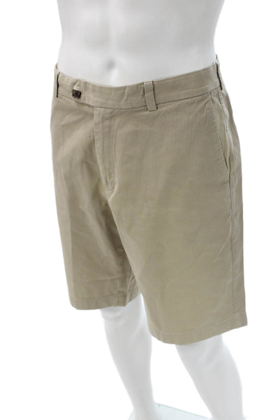 Brooks Brothers Mens Bermuda Shorts Beige Cotton Button Size 35
