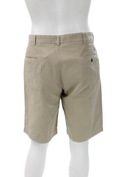 Brooks Brothers Mens Bermuda Shorts Beige Cotton Button Size 35
