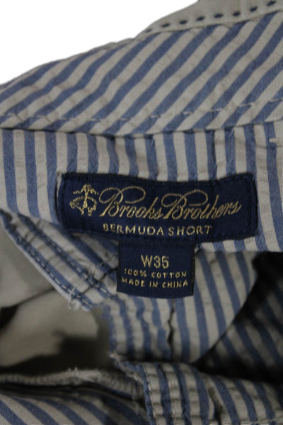 Brooks Brothers Mens Bermuda Shorts Beige Cotton Button Size 35