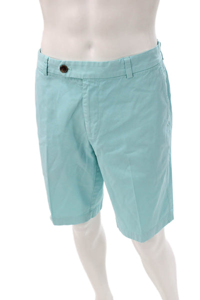 Brooks Brothers Mens Bermuda Shorts Blue 100% Cotton Button Size 35