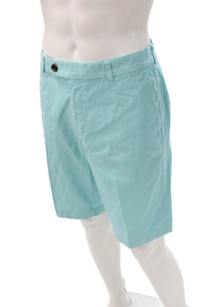 Brooks Brothers Mens Bermuda Shorts Blue 100% Cotton Button Size 35