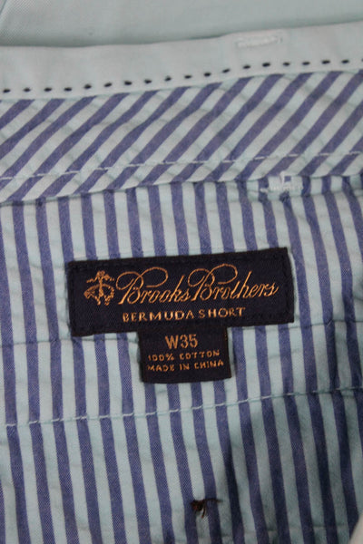 Brooks Brothers Mens Bermuda Shorts Blue 100% Cotton Button Size 35