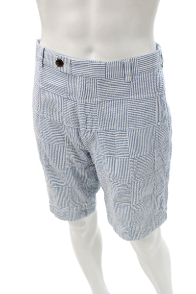 Brooks Brothers Mens Bermuda Shorts Striped Blue Cotton Button Size 36
