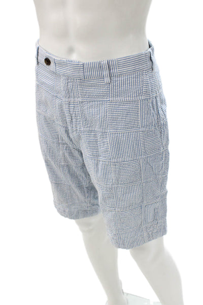 Brooks Brothers Mens Bermuda Shorts Striped Blue Cotton Button Size 36