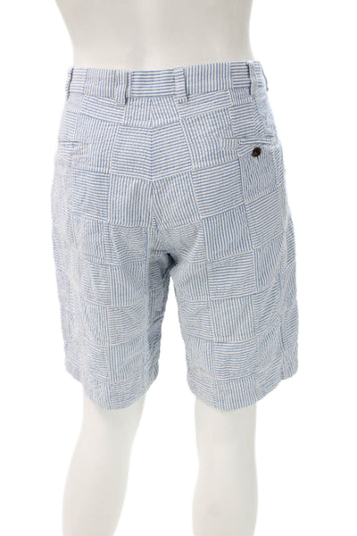 Brooks Brothers Mens Bermuda Shorts Striped Blue Cotton Button Size 36