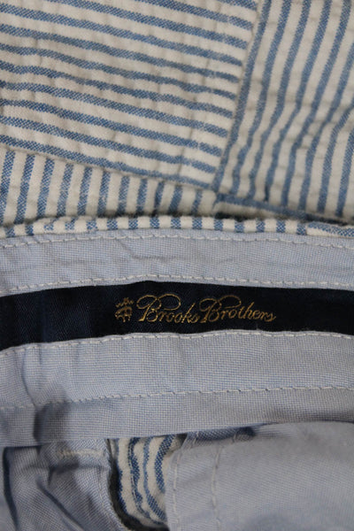 Brooks Brothers Mens Bermuda Shorts Striped Blue Cotton Button Size 36