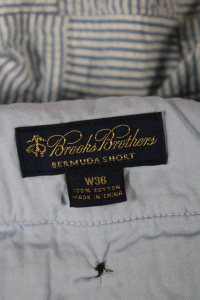 Brooks Brothers Mens Bermuda Shorts Striped Blue Cotton Button Size 36