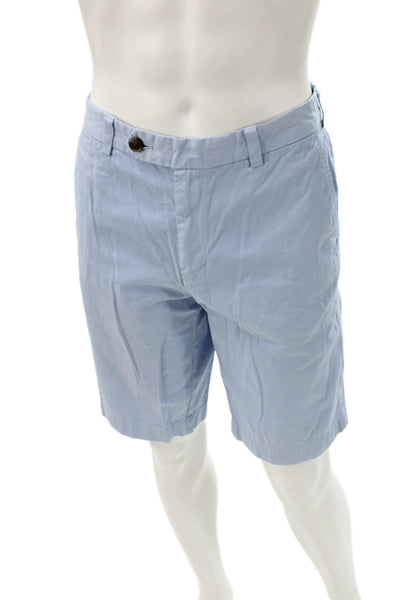 Brooks Brothers Mens Bermuda Shorts Blue Cotton Button Closure Size 35