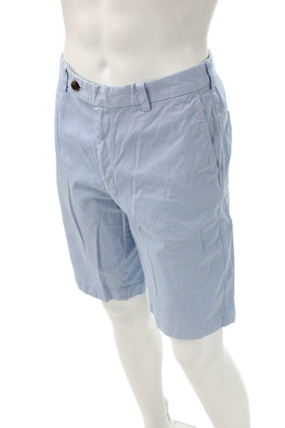 Brooks Brothers Mens Bermuda Shorts Blue Cotton Button Closure Size 35